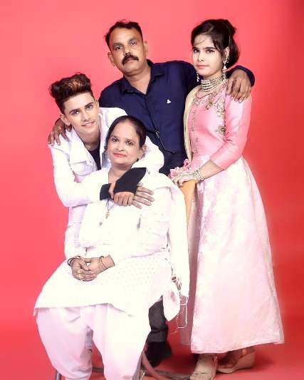 Lucky with his family